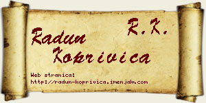 Radun Koprivica vizit kartica